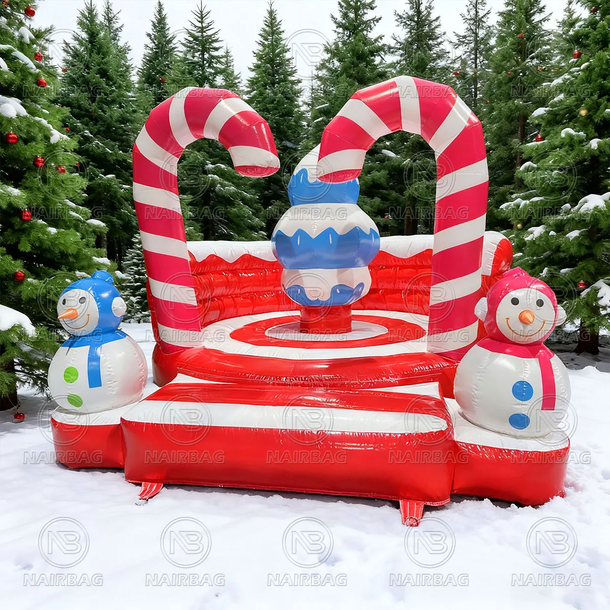 Christmas Inflatable Bouncer Candy Cane Bouncy Castle Indoor Outdoor Fun Game Blow Up Bounce House Trampoline for Kids 4mx4m