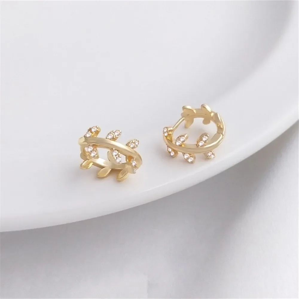 

14K Gold Plated Micro-inlaid zircon twigs peach star bow-knot earrings buckles fashion light luxury earrings