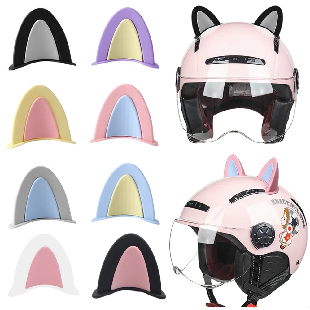 2Pcs Cute Cat Ears Helmet Decoration Motorcycle Electric Stickers Decor Multicolor Motorcycle Helmets Accessories Universal