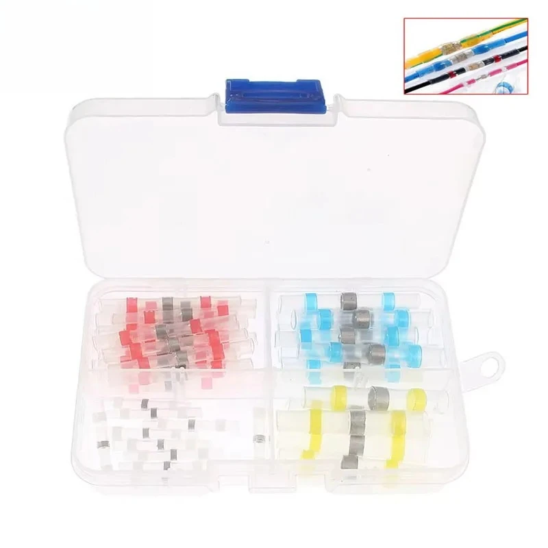 

50/100pcs Heat Shrink Butt Crimp Terminals Waterproof Solder Seal Heat Shrink Butt Electrical Wire Connector Terminal with Box