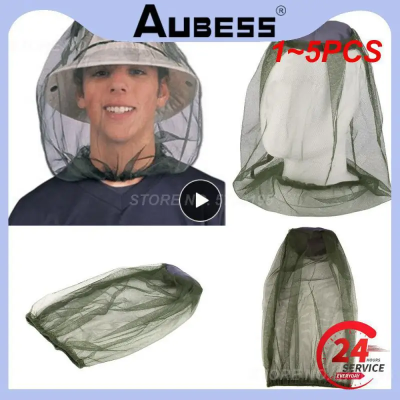 1~5PCS Outdoor Fishing Anti Mosquito Net For Face Mosquito Insect Repellent Hat Bug Mesh Head Net Face Protector Travel