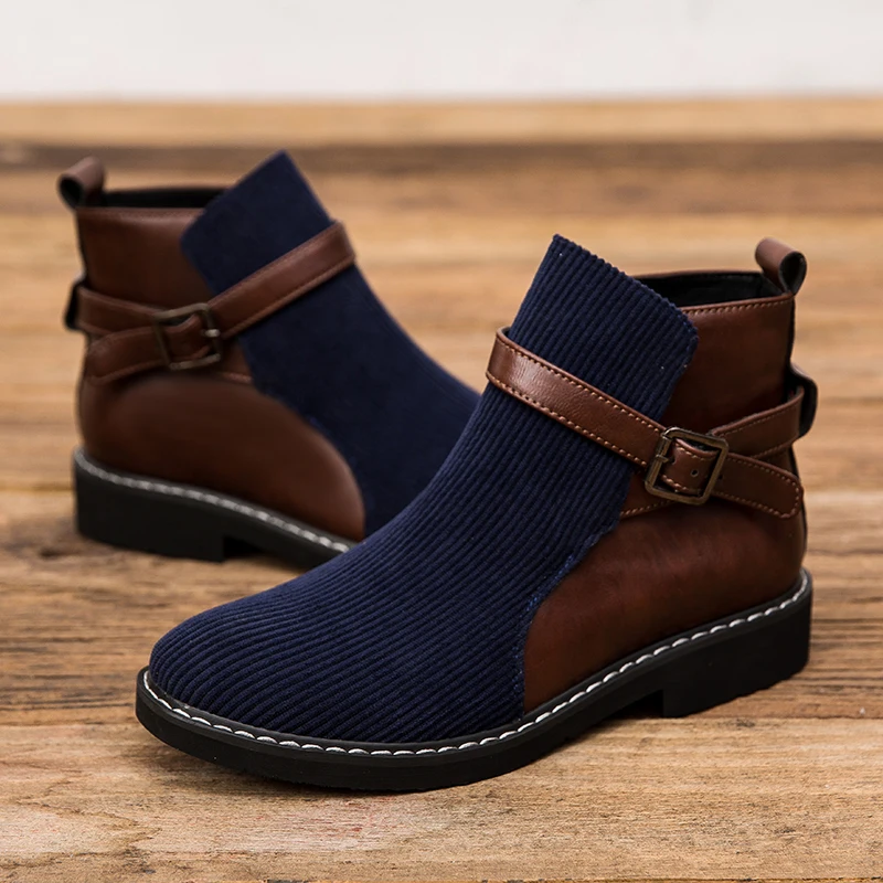 Botas cortas de estilo británico para hombre, botines hechos a mano de cuero informales de alta calidad, nuevos zapatos planos para caminar al aire libre de diseñador