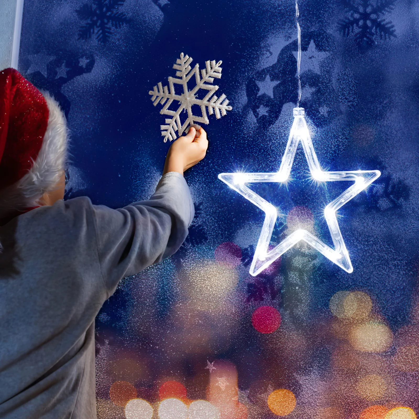 10 LED نجمة خماسية معلقة نافذة ضوء تعمل LED سلسلة الجنية أضواء شفط كأس داخلي حفل زفاف عيد الميلاد