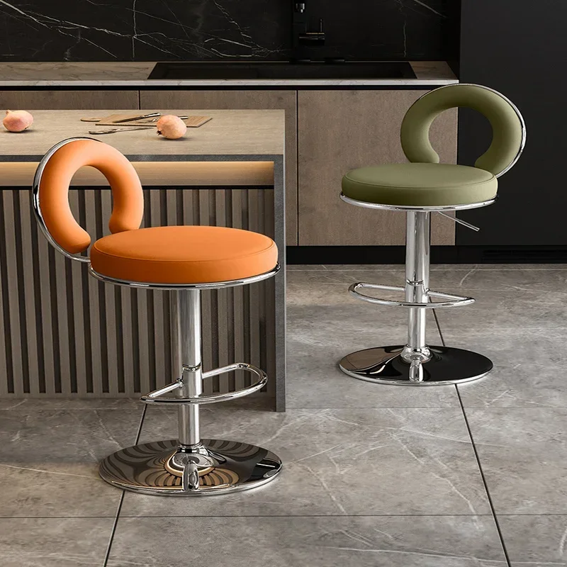 Light Luxury Modern Bar ChairsMetal High Stools Living Room LoungeCommercial Restaurant Counter ChairsContemporary