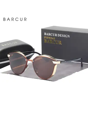 BARCUR Style Polarized Sunglasses For Women Catmore Round Sun Glass Ladies Woman Eyewear Accessory UVAB Protection
