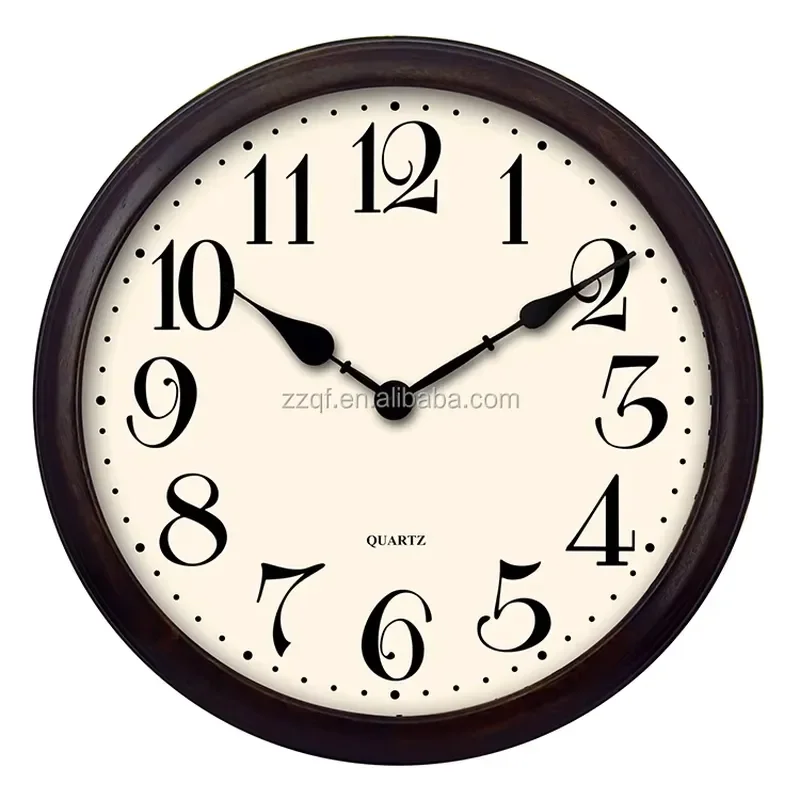 Vintage Large Face Wooden Wall Clock Classic Retro Home Decor Antique Style Round Dial Silent Quartz Timepiece For Living