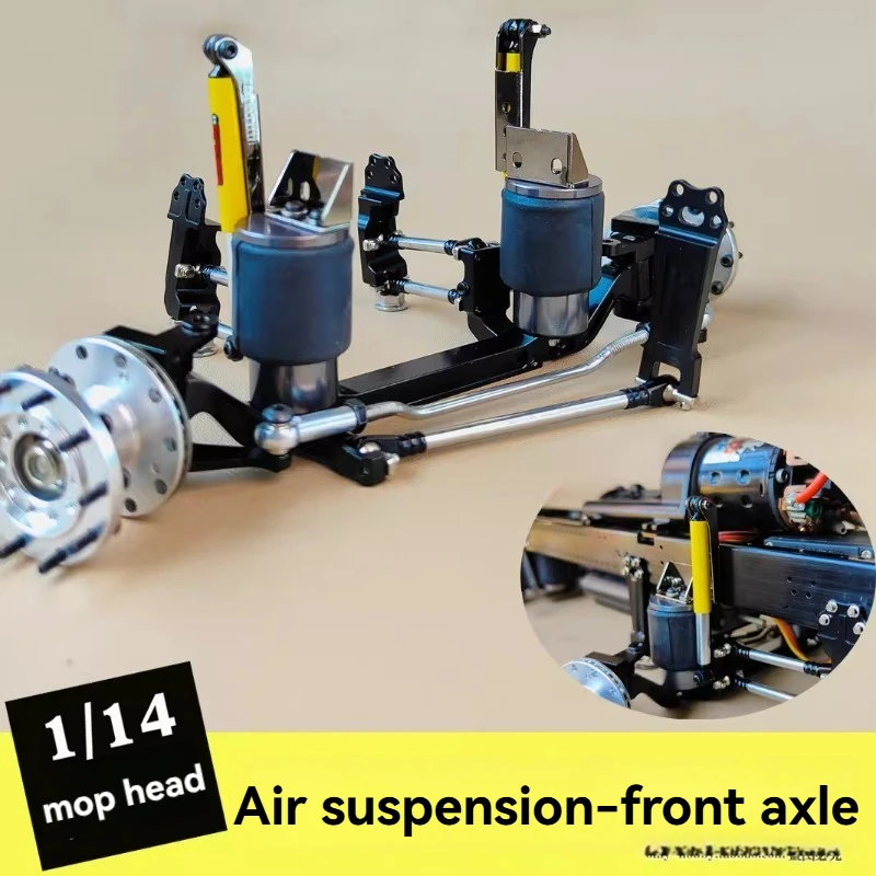 High Simulation 1/14 Tractor Trailer Upgraded and Modified Steering Front Axle Shock Absorber Air Bag Air Suspension System