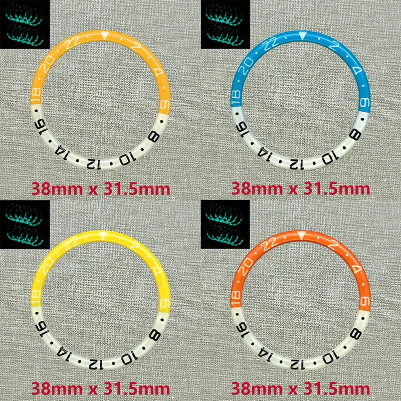 38mmx31.5mm Blue Luminous Flat Resin Bezel Insert Fits SKX007 SKX009 SRPD SUB Watch NH35 NH36 Movement Men's Watches Bezel Ring