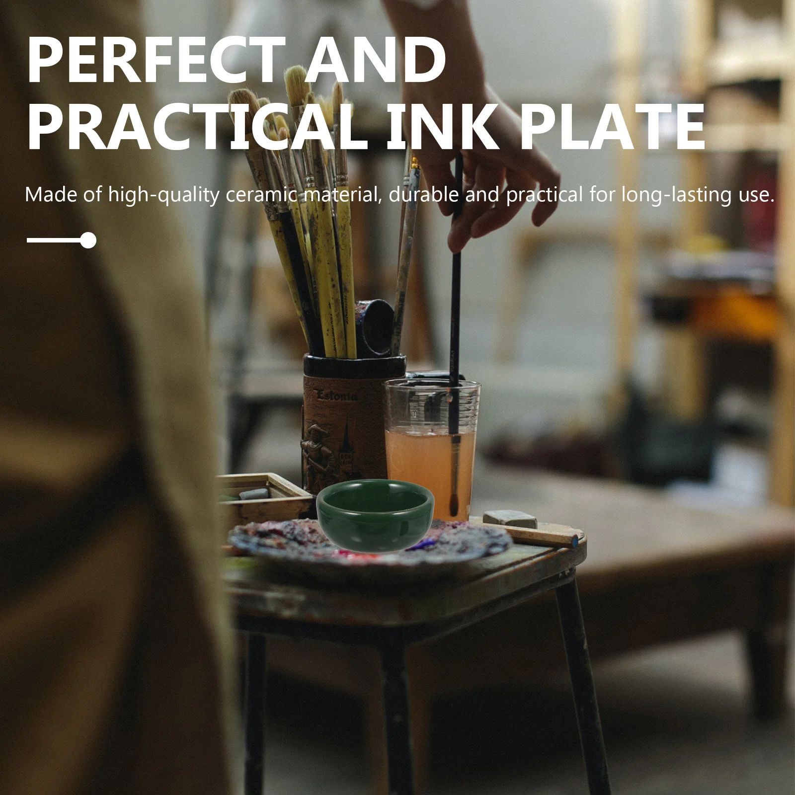 2 قطعة صينية حبر السيراميك تصميم رائع للخط والرسم سطح أملس استخدام طويل الأمد طبق حبر السيراميك #2