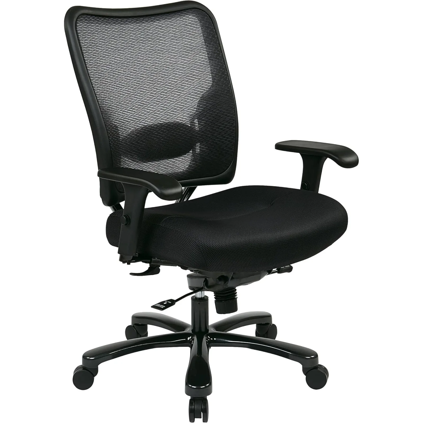 

US Space Seating 75 Series Air Grid Big and Tall Deluxe Ergonomic Office Chair with Thick Padded Seat and 400 lb. Limit, Black