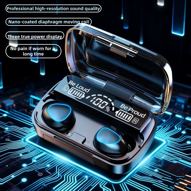 M10 Wireless Bluetooth Headset 9D Stereo 3500mAh Charging Box Sports Waterproof TWS Noise Reduction Headset Built-In Microphone