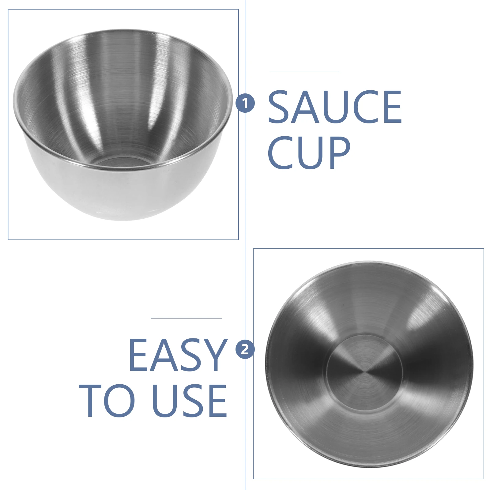 

6pcs Dipping Bowls Stainless Steel Sauce Cups 170ml Containers Home Kitchen Restaurant Easy Clean Storage Solution