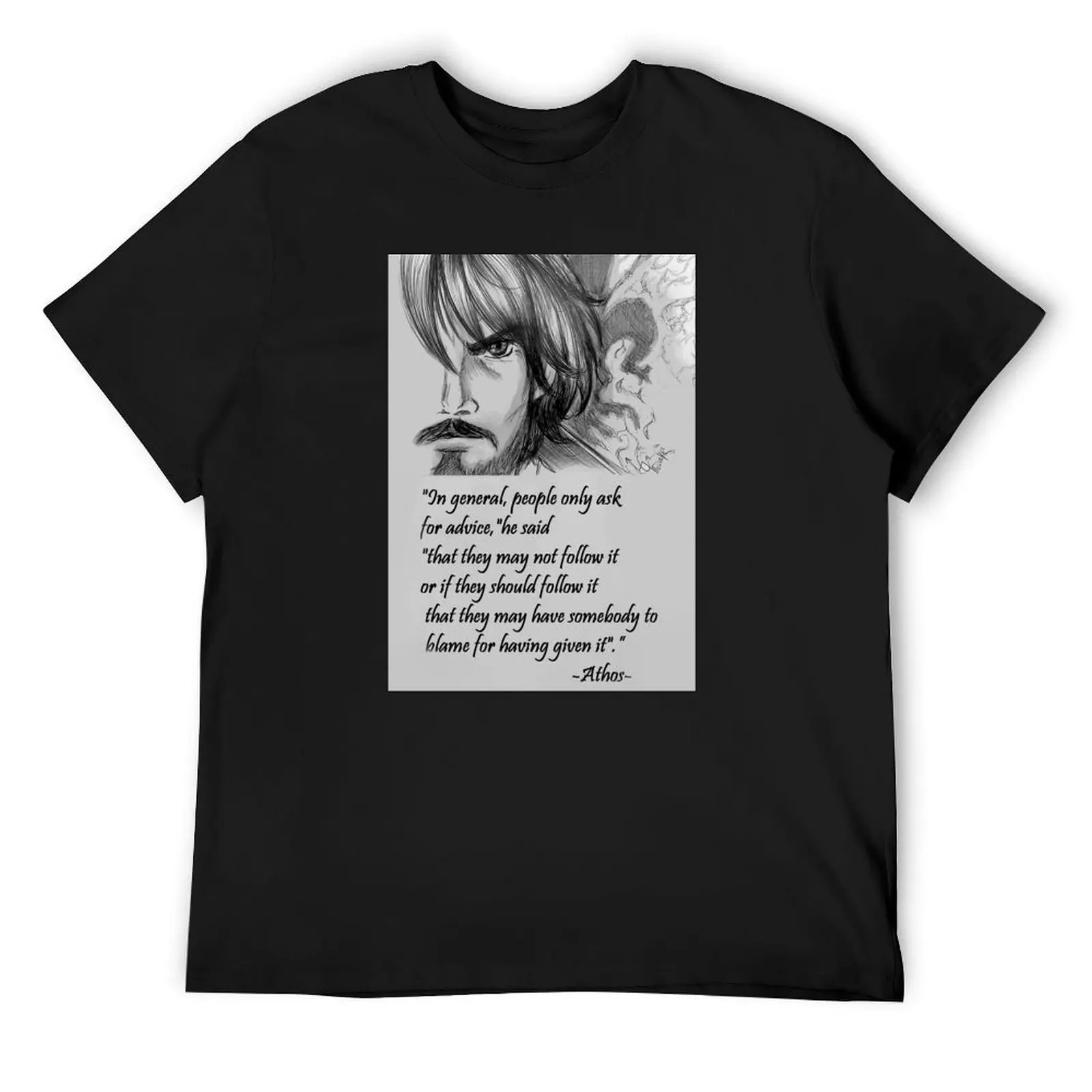 Athos Sketch Quote T-Shirt anime tshirt kawaii clothes luxury clothes men