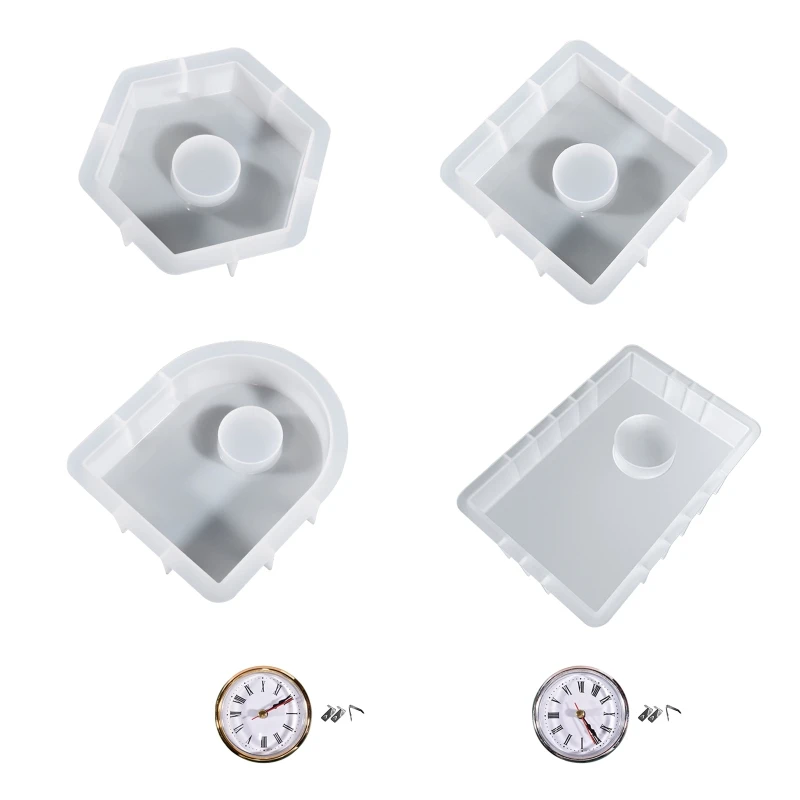 Bookend Table Clock Resin Mould Hexagonal Square Oval Rectangular Silicone Mold for Preserving Flowers Diy Wedding Gift