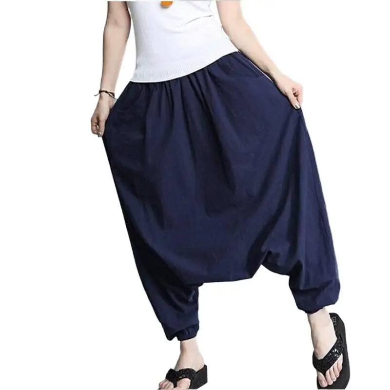 

2024 New Fashion Women Casual Loose Cross-pants Solid Mid Waist Full Length Pants Hot Sale Vacation Pants -