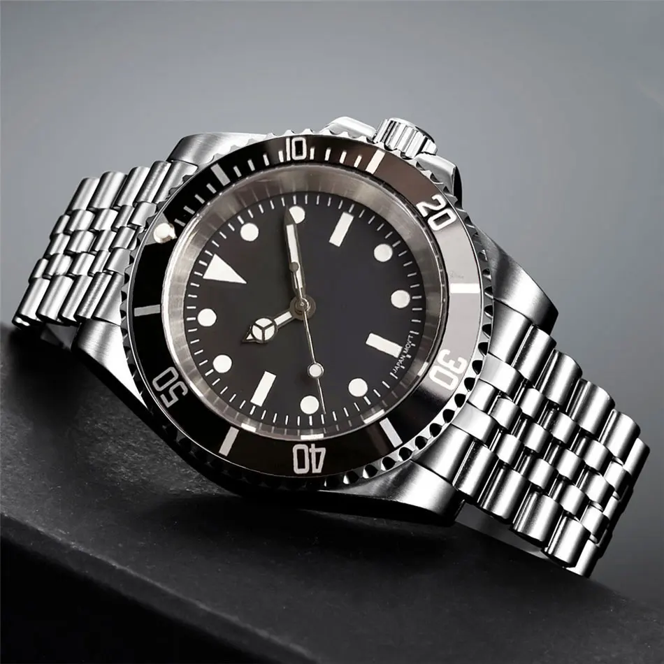 ที่กําหนดเอง Tandorio 40mm DIVER สีดํานาฬิกาผู้ชาย Sapphire Glass 200 M กันน้ํา PT5000/Miytota 8215 อัตโนมัตินาฬิกา