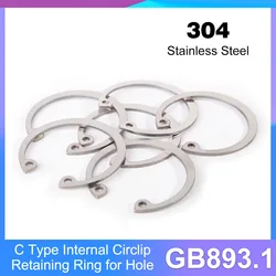 M8 M12 M13 M14 M16 M17 M18 M19 M20 to M32 GB893.1 304 Stainless Steel C Type Internal Circlip Retaining Clip Snap Ring for Hole