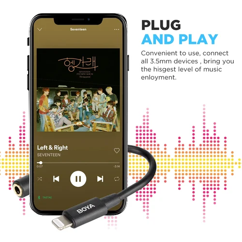 Imagen 2 del producto BOYA BY-K1-K9 3,5mm TRS a Lightning/Typec iPhone Android teléfono Audio para micrófono adaptador Cable accesorios 0,06 m línea de datos