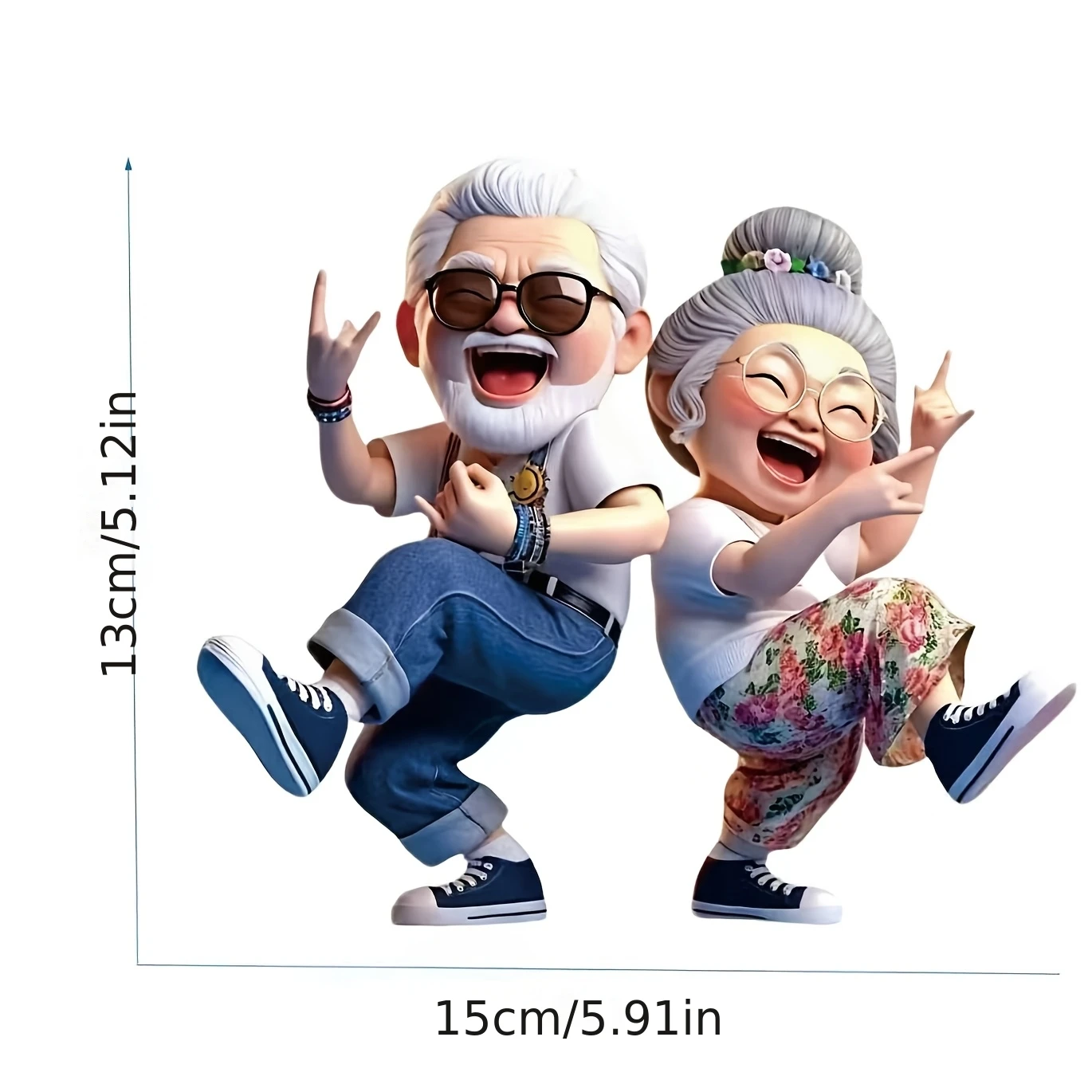 Cute Cartoon Happy Grandma Grandpa Dancing Car Sticker,Waterproof UV-Resistant Vinyl for Trunk,Fuel Cap,Window,Scratch Cover