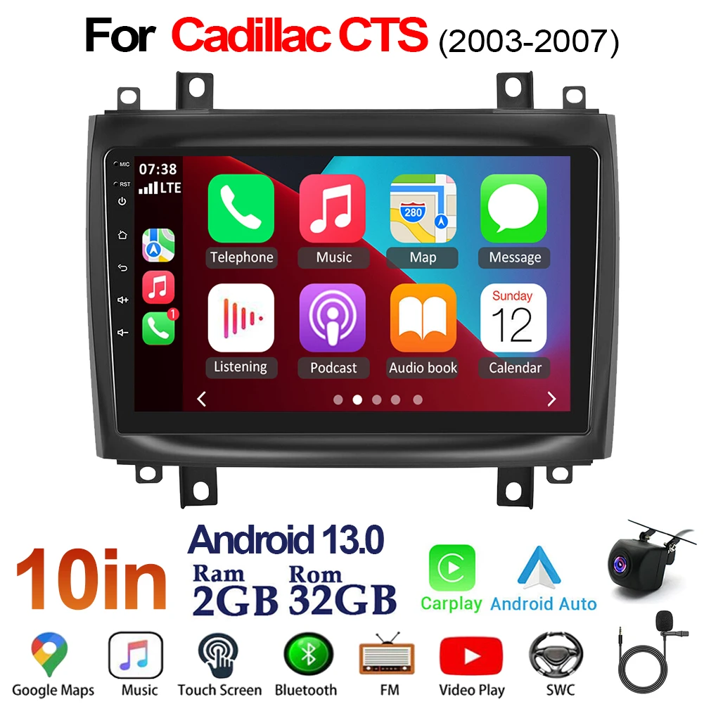 10 inch Stereo Radio Car-Play Head Unit GPS Player Compatible for CTS 2003-2007 Android 13