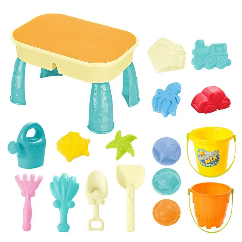 

Toddler Sensory Table Indoor & Outdoor Kids Water Table 16PCS Sandbox Table With Beach Sand Water Toy Toddlers Sensory Play
