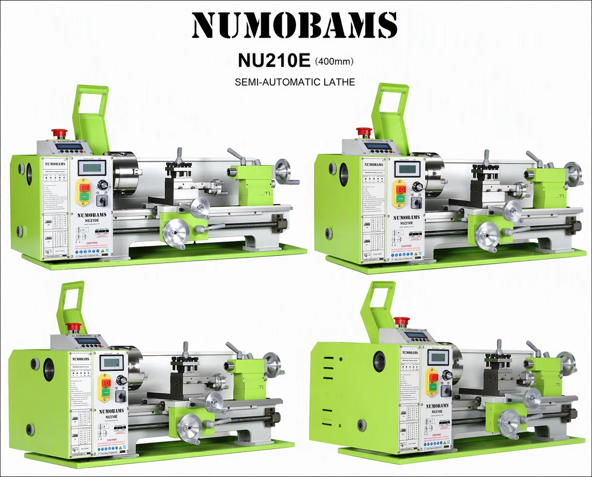 400mm Distance Semi-Automatic Metal Lathe NU210E-400 1100W With Auto Threading Function