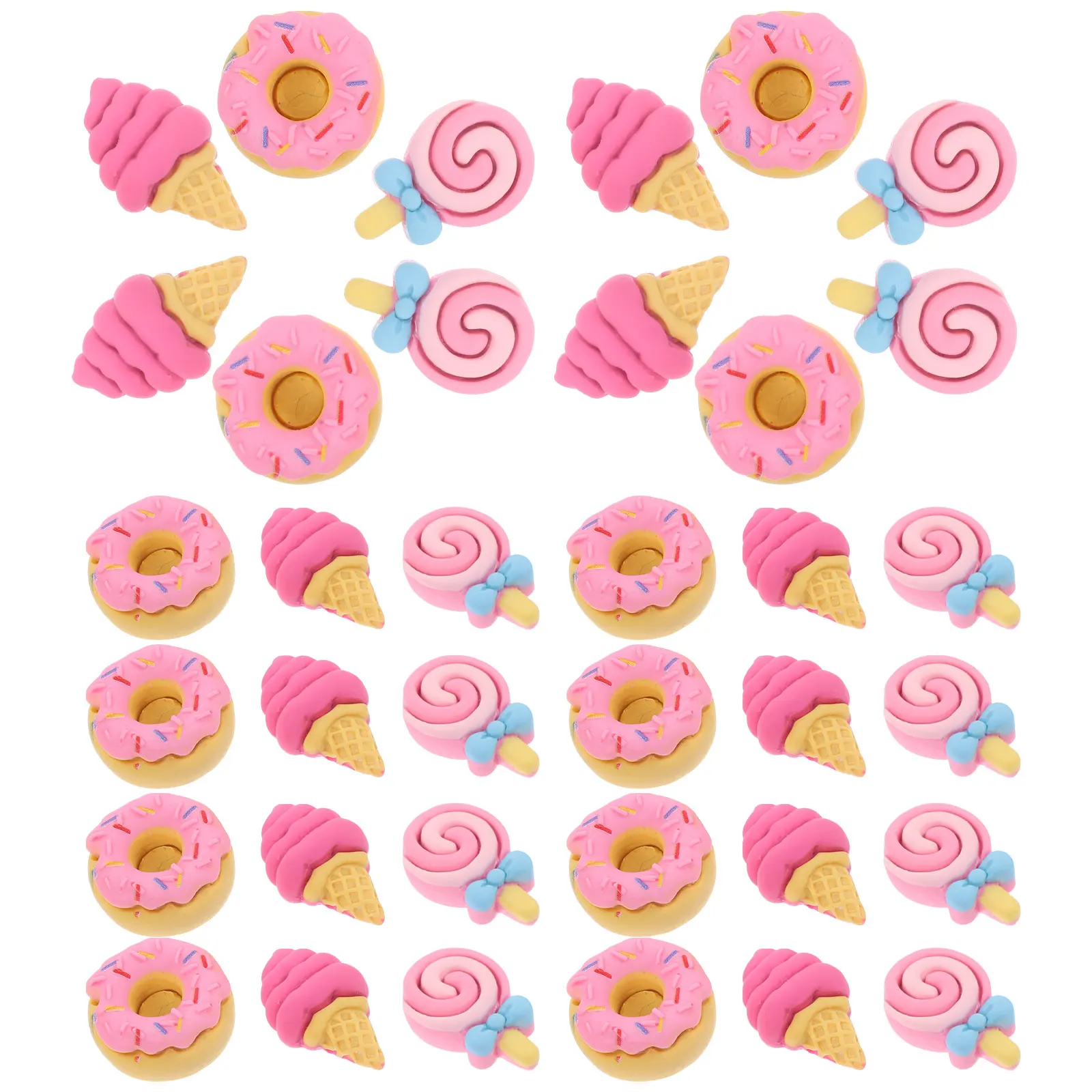 

30 Pcs Resin Jewelry Accessories Lightweight Cartoon Shape DIY Decorations Charms Donut Phone Case Flatback Crafting