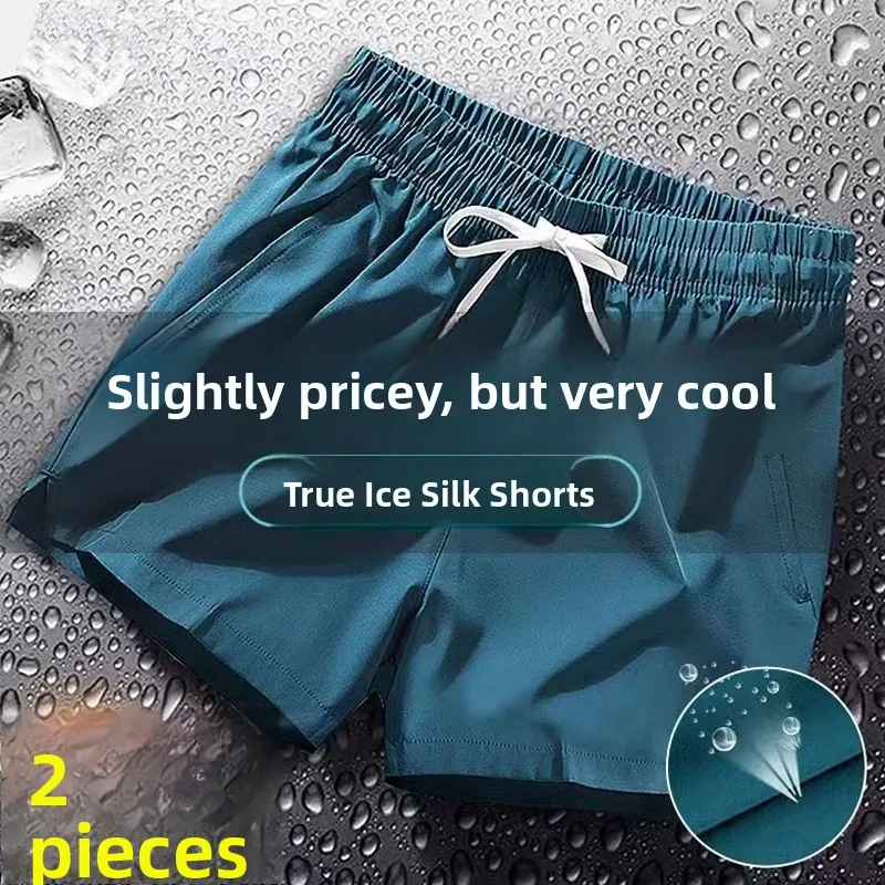 

Men's Ice Silk Running orts Summer Loose Fit Qui Dry Spor Tee Quarter Length Straight Leg mid High Waist Youth Faion