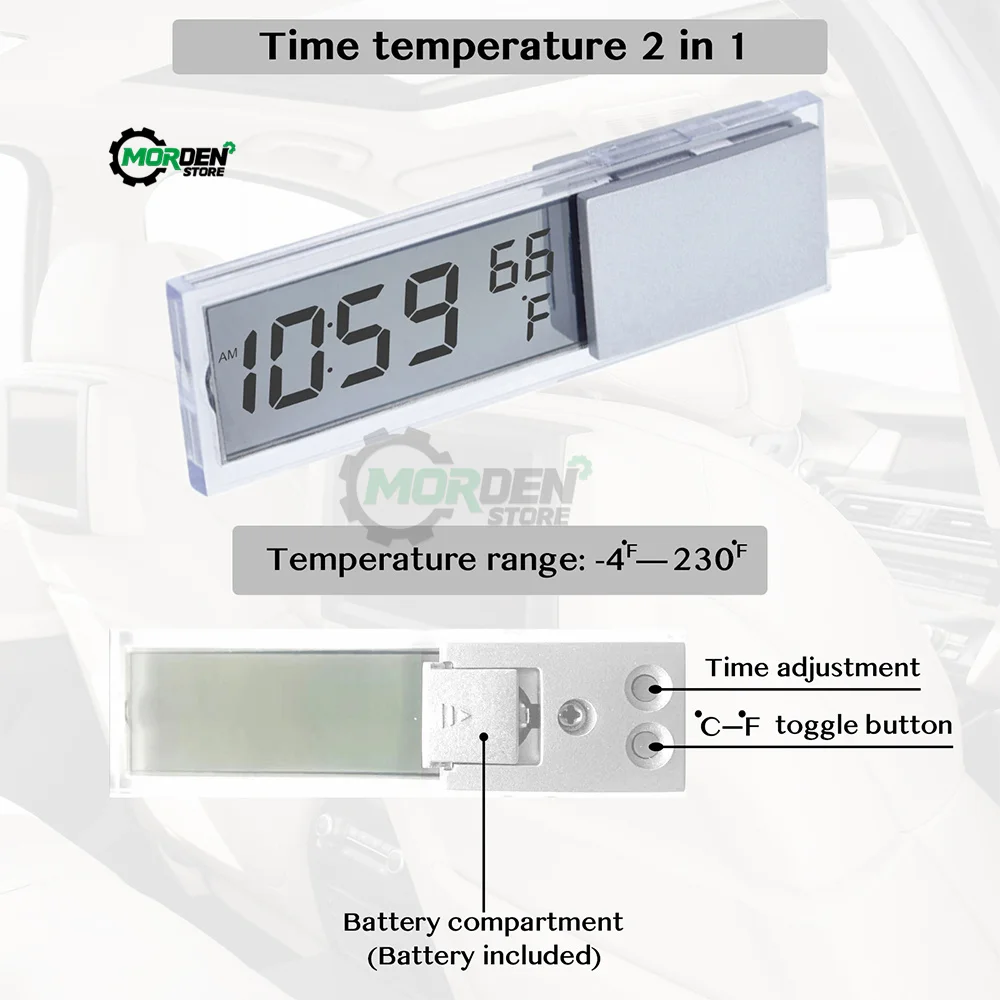 Weather Station Digital Car Thermometer Thermostat Timer Clock Temperature Instruments Sensor Wall Type Meter for Car Tool