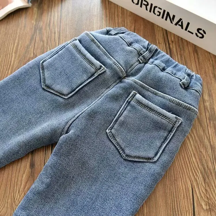 Velvet Winter Warm Pants Jeans for Girls  Fall Trousers Outerwear Clothes Teenagers Kids Children\'s Clothing Boy Jeans