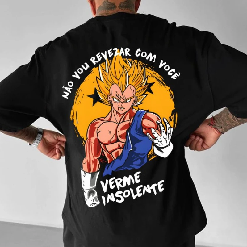 

Dragon Ball Vegeta Wukong Мужская и женская одинаковые свободные и удобные футболки большого размера с персонализированным принтом и коротким рукавом