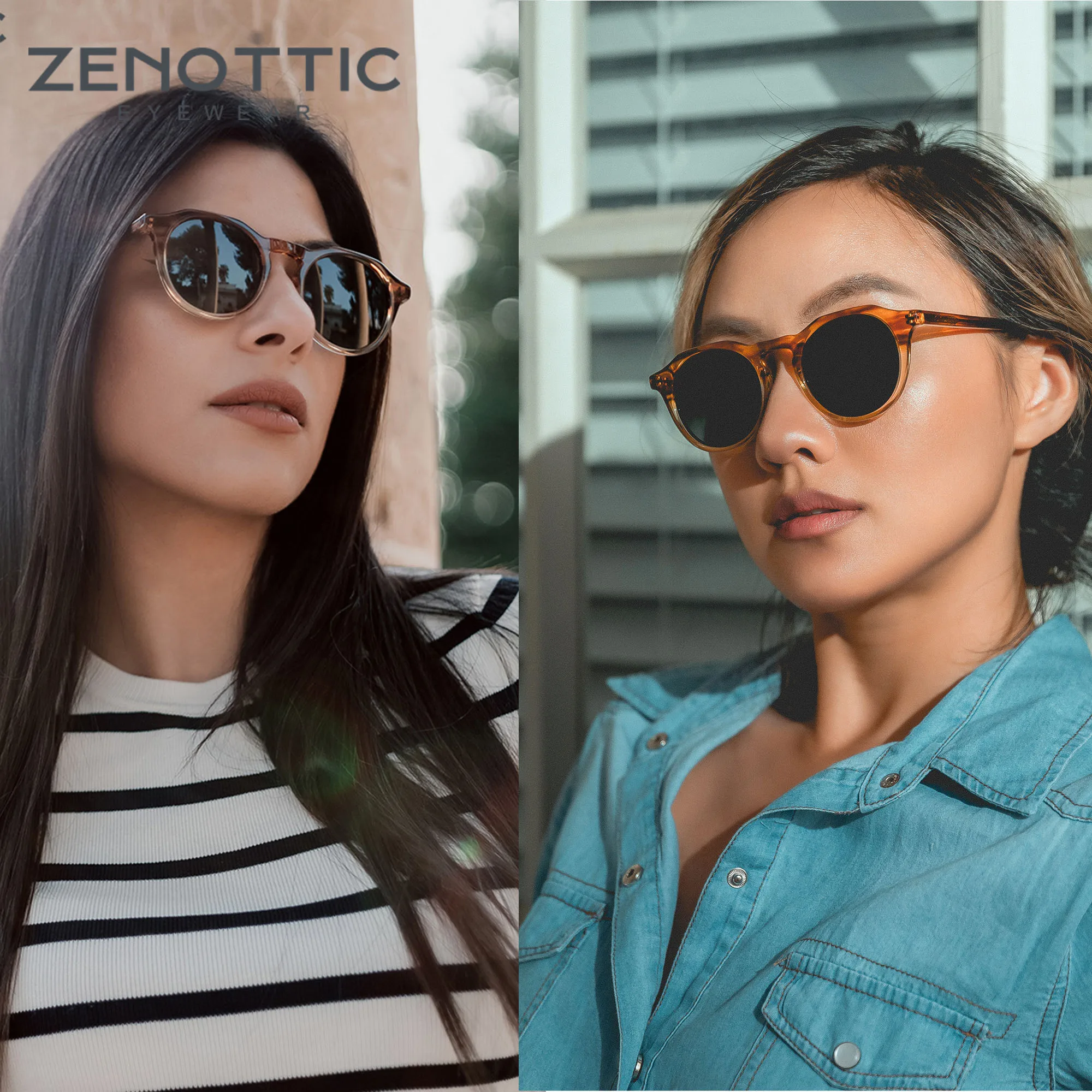 ZENOTTIC 2024 Fashion Acetate Polarized Sunglasses Round Vintage  Shade UV400 New Men/Women Retro Sun Glasses 600001S