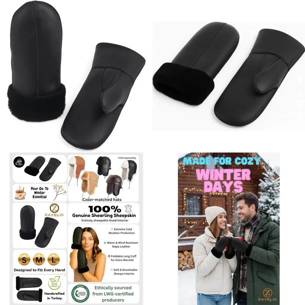 

Premium Sheepskin Fur Mittens for Women - LWG Certified, Warm Shearling Leather Winter Gloves Ideal for Cold Weather Protection