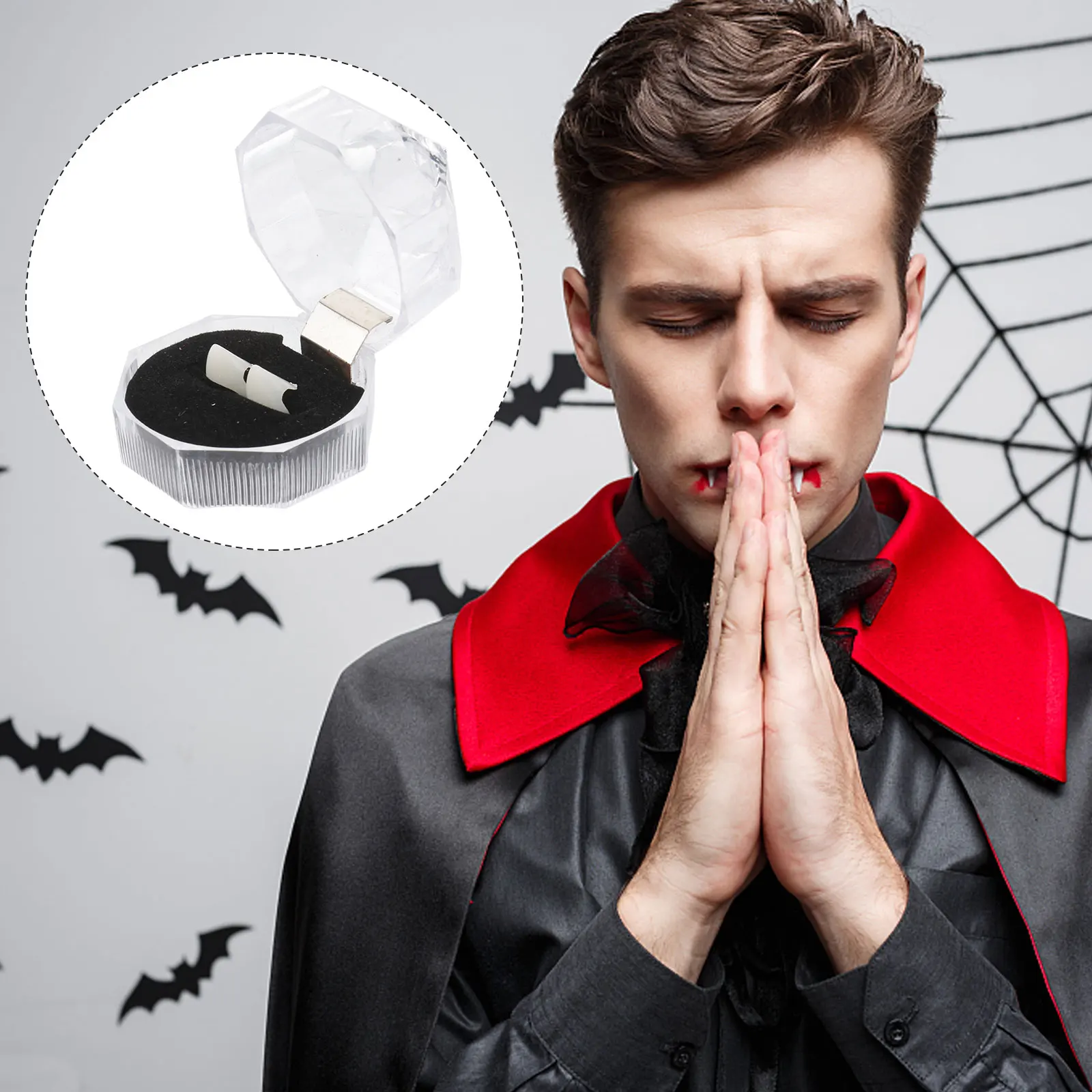 1 セットゴースト義歯セットハロウィン仮装パーティー装飾プロム装飾品ユニークな特別なメイクアップアクセサリーリアルな不気味な雰囲気