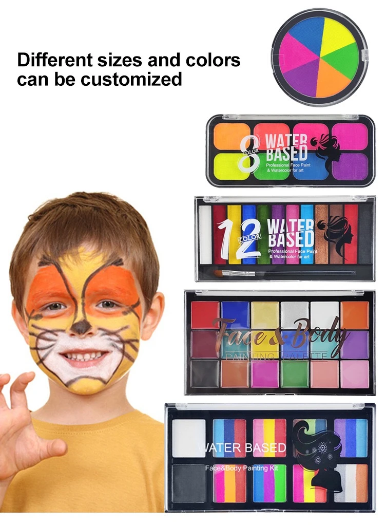 Kit de pintura corporal de Color facial, paleta de Arte de tatuaje Flash no tóxico seguro para niños, maquillaje para fiesta de baile de Halloween