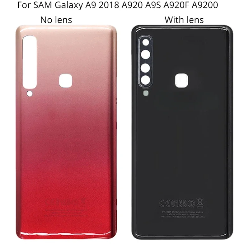 For Samsung Galaxy A9 Battery Back Cover Rear Door 3D Glass Panel Housing Case, Camera Lens Replace  2018, A920, A9S, A920F