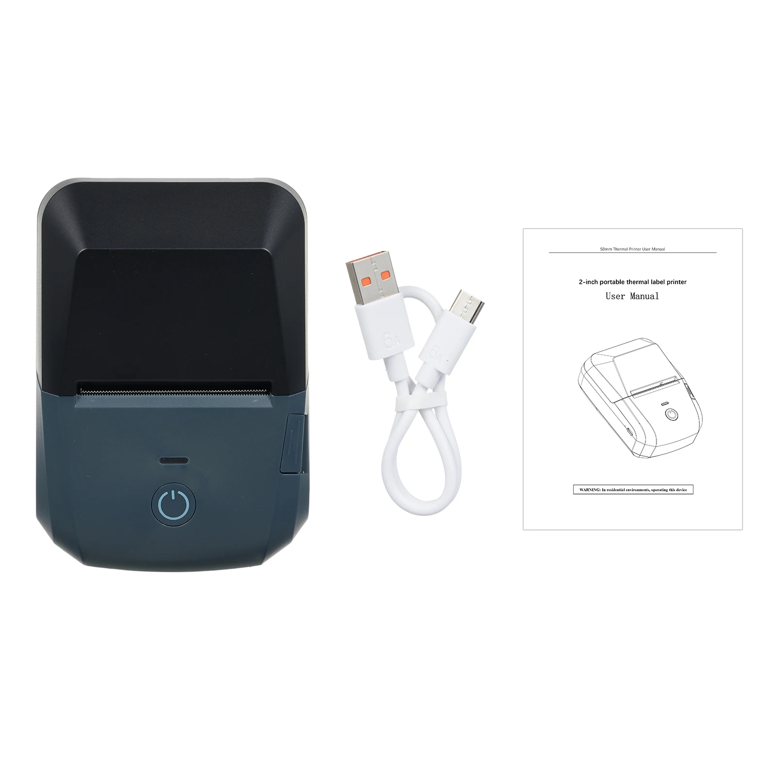 휴대용 영수증 프린터 BT USB 58mm 203dpi 미니 열 라벨 메이커 안드로이드/iOS 시스템과 호환되는 종이 롤이있는 무선