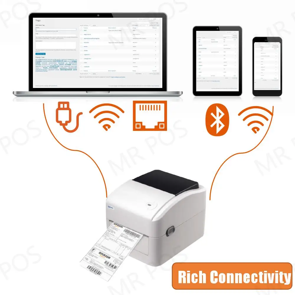 WIFI Xprinter XP-420B 4 Inch Thermal Shipping Label Printer Width 115mm Barcode Printer Support QR Code ePacket Express Waybill