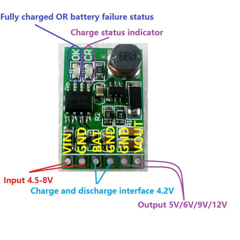 DD05CVSA 2-in-1 High Efficiency Boost Converter 4.5-8V to 5V for UPS Power Bank DIY