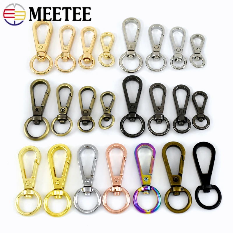 Meetee 5/10Pcs 8/10/13mm Metal Swivel Trigger Clip Lobster Clasp Buckle Bag Strap Hanger Clamp Hook DIY Hardware Accessories