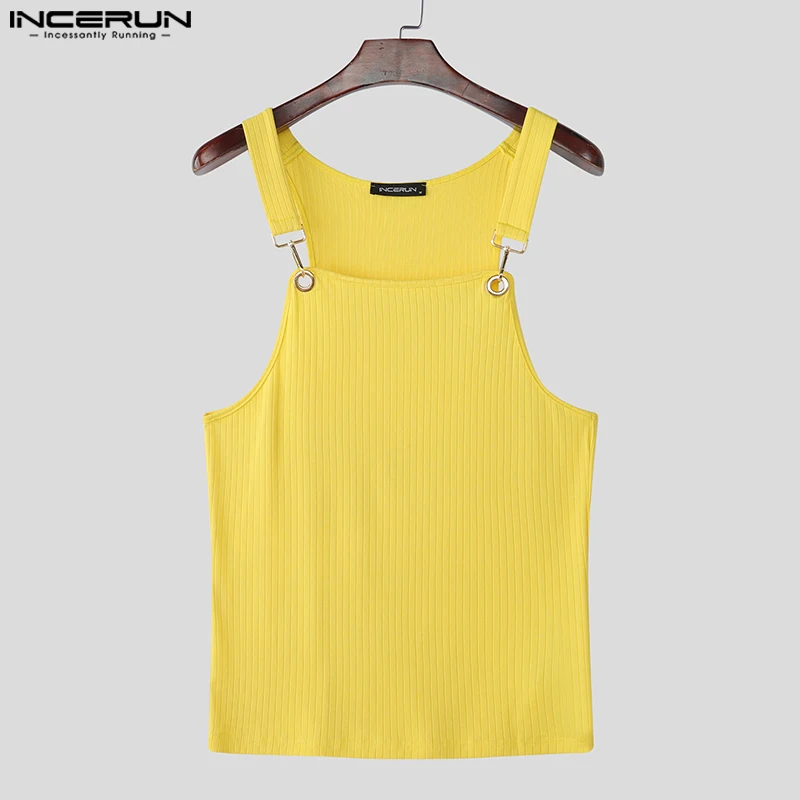 INCERUN Men Tank Tops Solid Color Sleeveless Knitted Male Vests Summer Streetwear 2026 Skinny Fashion Sexy Men Clothing S-3XL