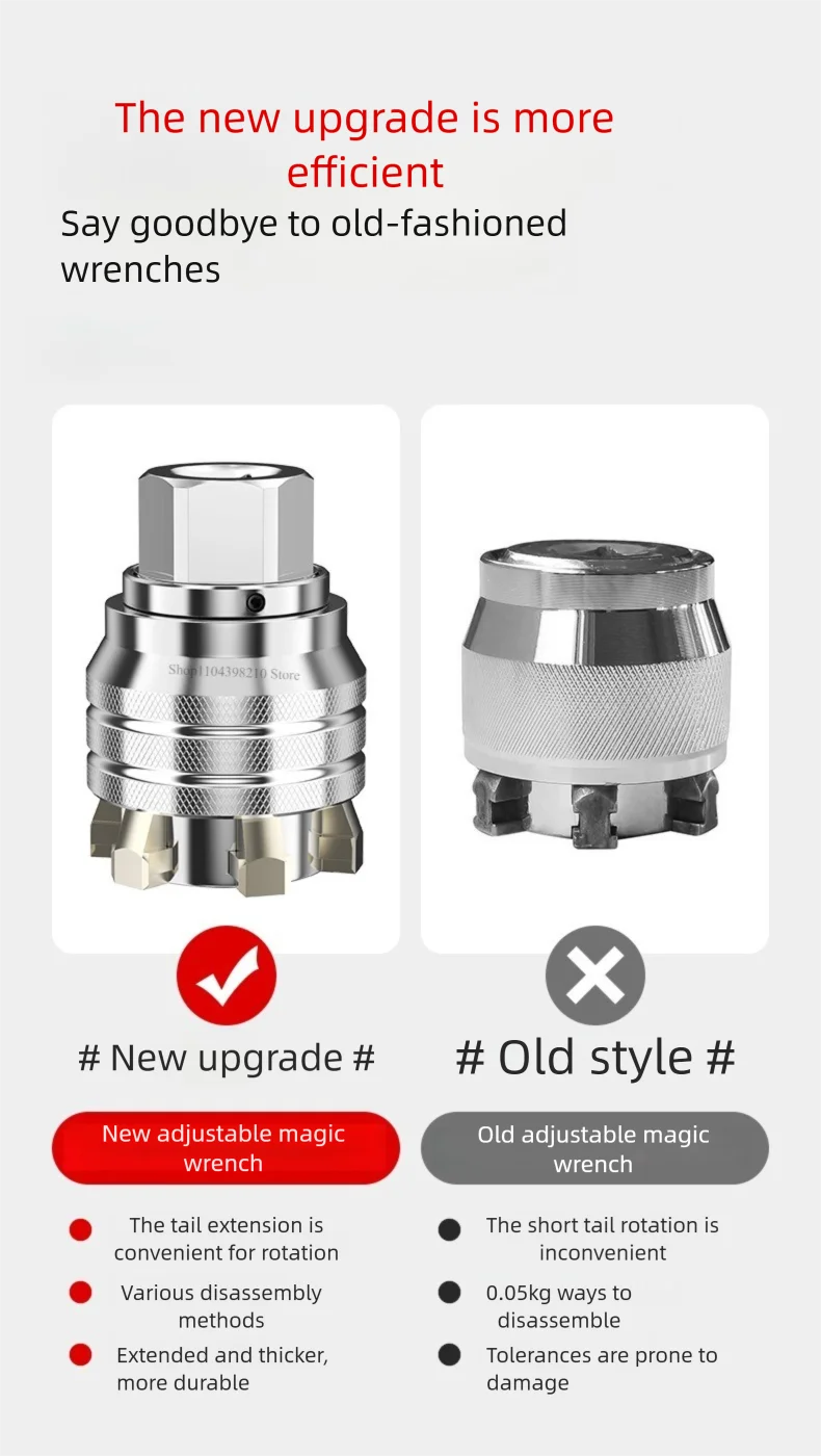 Ferramenta de chave de conversão multifuncional ajustável de manga mágica hexagonal universal para reparo e manutenção doméstica