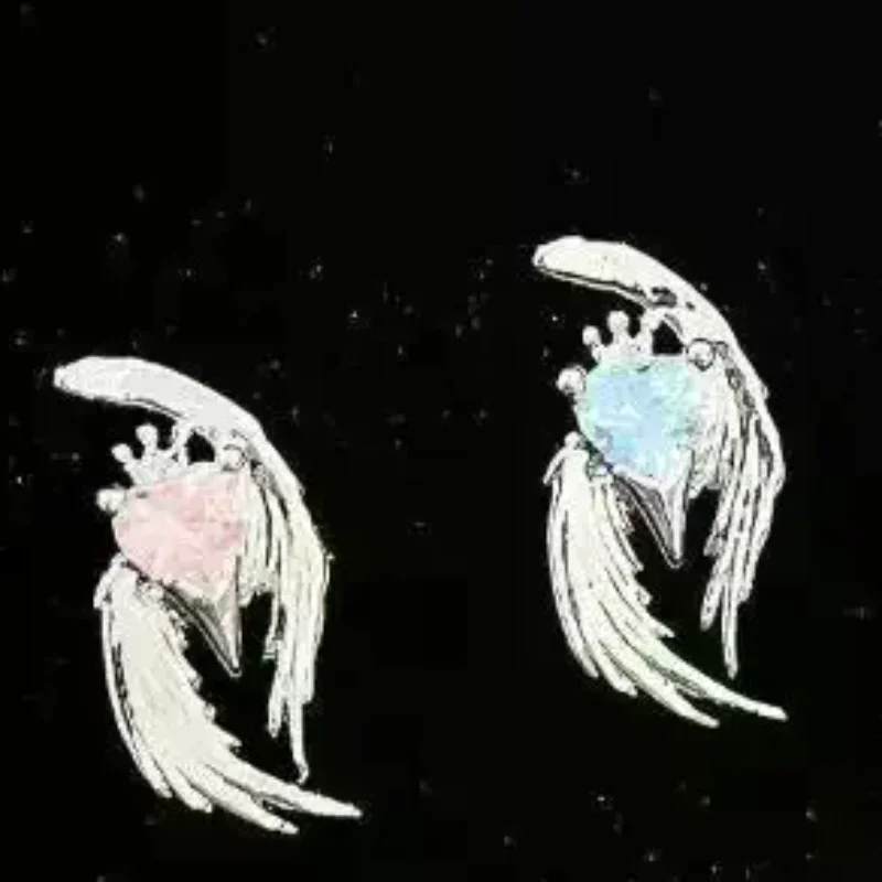 Y2K Silver Wing Heart Cartilage Earrings Star Cross Snowflake Dangle Stud Earrings For Women Punk Party Jewelry