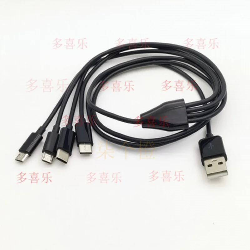 WW  for   1M 3FT 4 in 1 USB to 2 Type C + 2 Micro Charging Cable Multiple Charging Cable