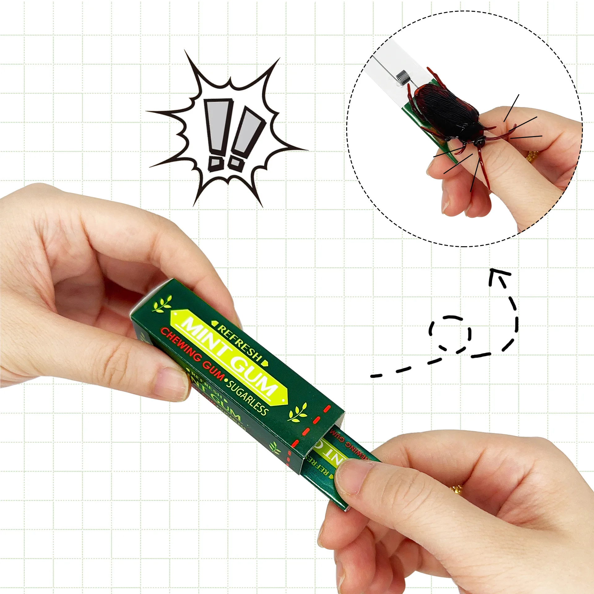 6PCS Joke Chewing Gum Shocking Toy Prank Trick Gag Cockroach Gum Farce Gifts for Boyfriend Novelty view 5