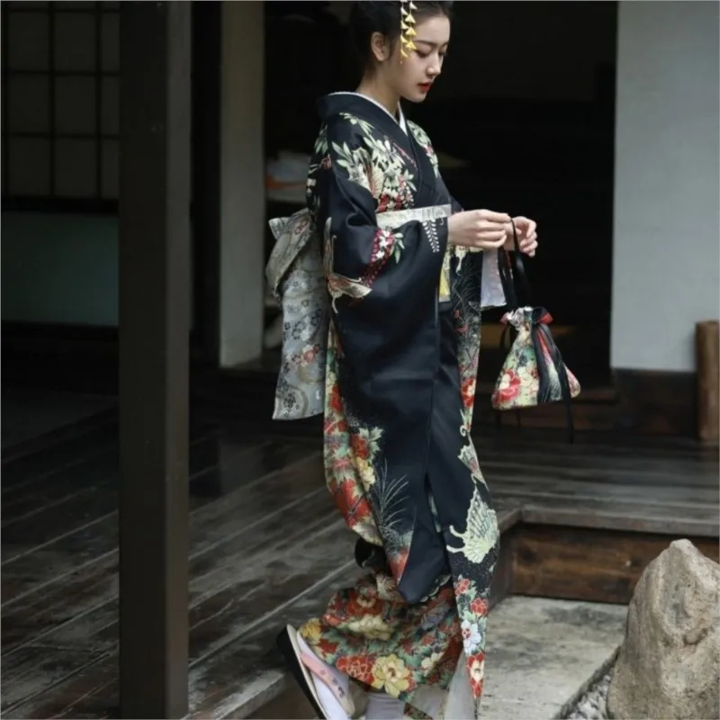 Kimono formal dress Traditional retro swing sleeve clothing trip to take location photos less photo photography