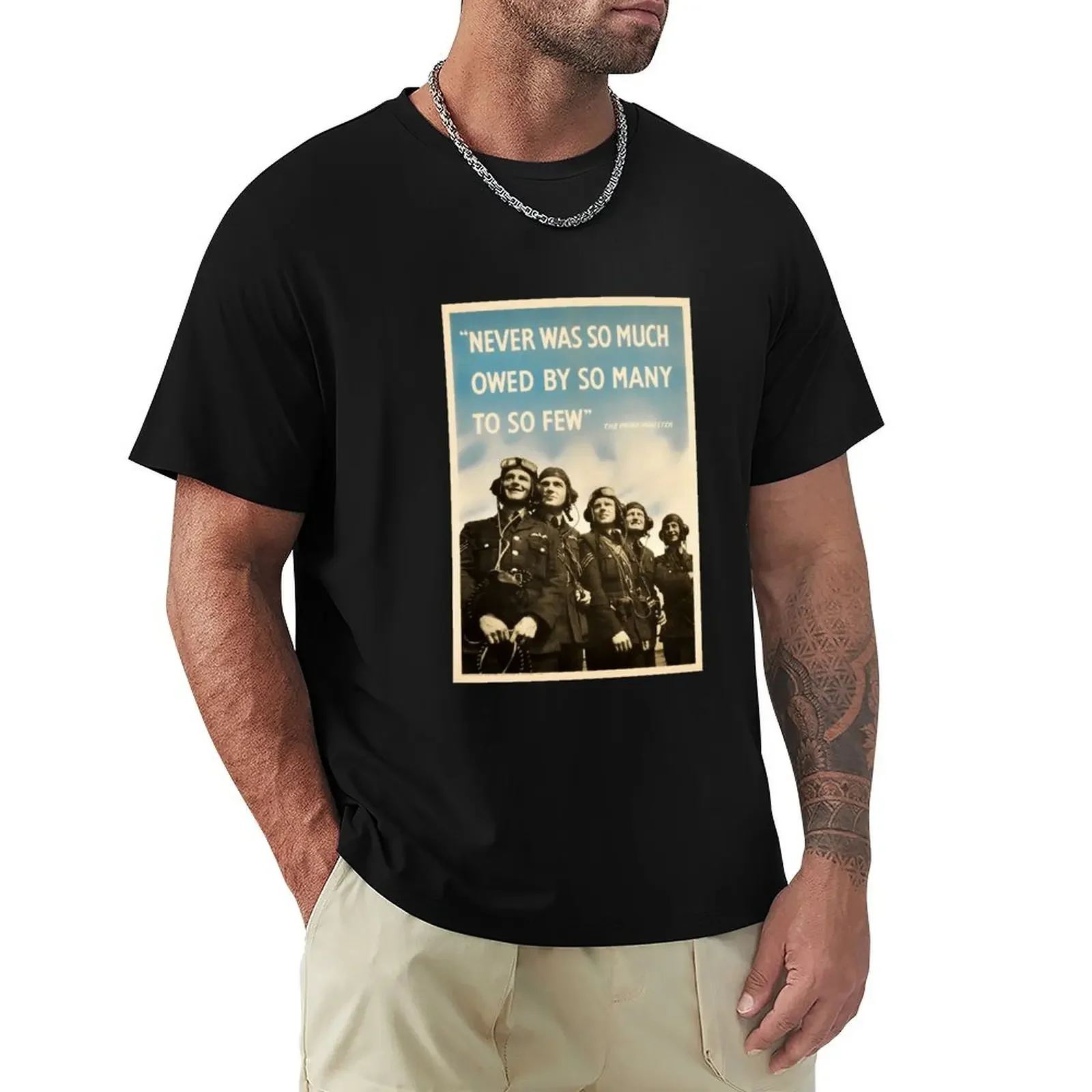 Never Was So Much Owed By So Many To So Few - WW2 Poster T-Shirt summer tops heavyweights anime cute tops mens clothing