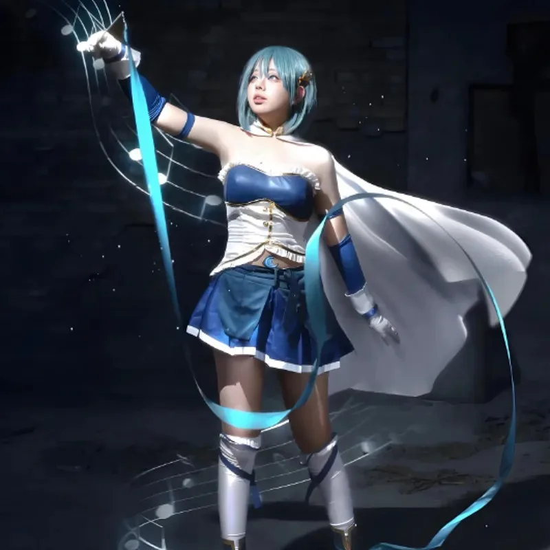 Anime Puella Magi Madoka Magica Miki Sayaka Cosplay disfraz uniformes para batalla accesorios conjunto completo vestido de fiesta de Carnaval Girlx;8