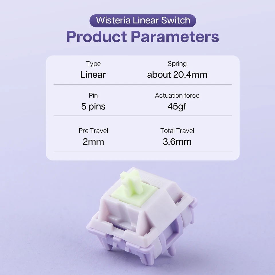 EPOMAKER Wisteria Linear 45gf 30/100pcs 5-Pin Switches