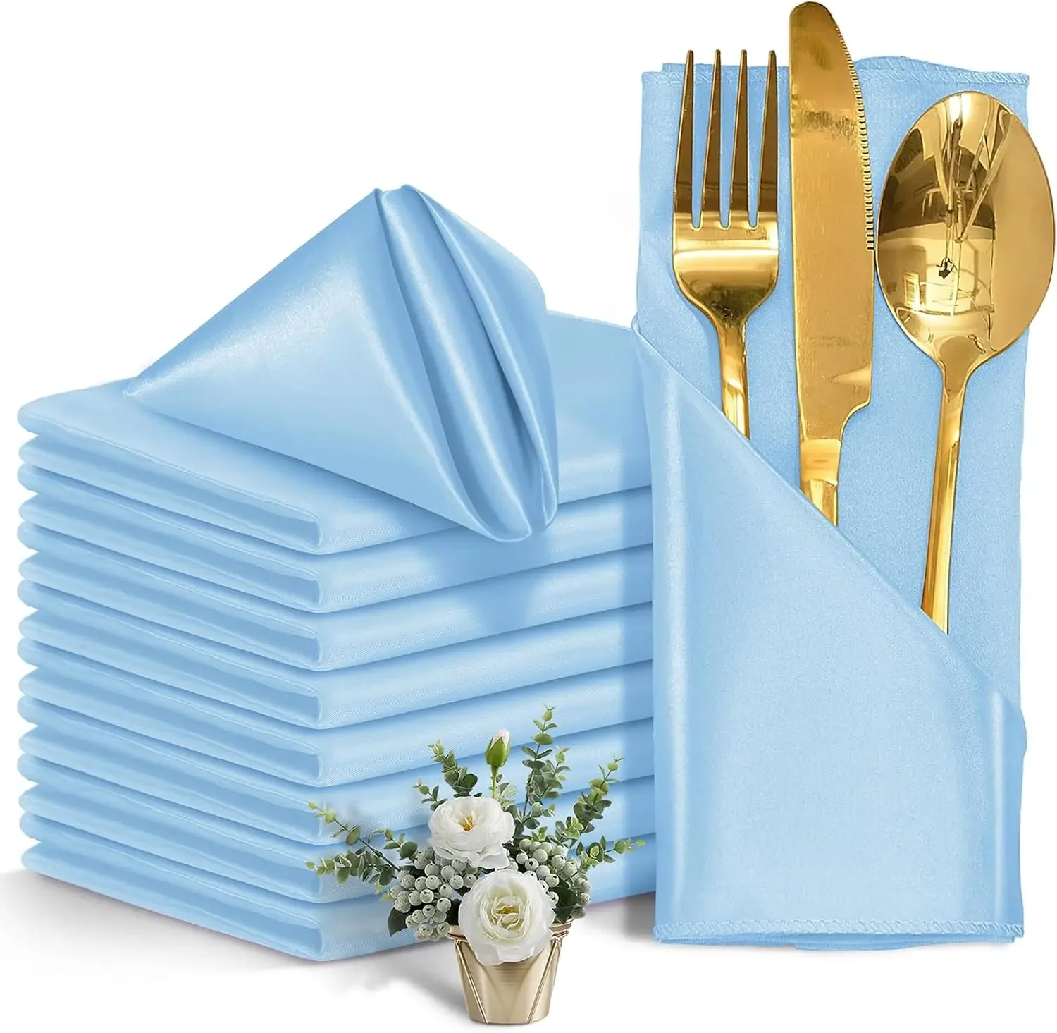 

50 Pack 30*30cm Dinner Party Hotel Soft Satin Napkin Square Romantic Wedding Napkin Decor Washable Restaurant Supplies Cloth